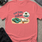 Flip Flops and Daydreams T-Shirt in Coral Silk, front view.