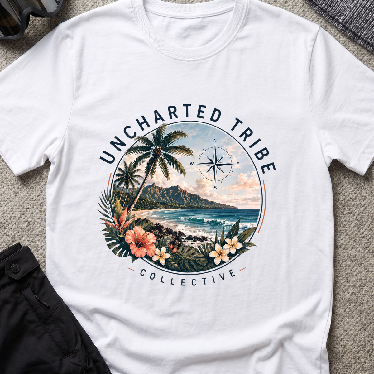 Diamond Head T-Shirt in White, front view.