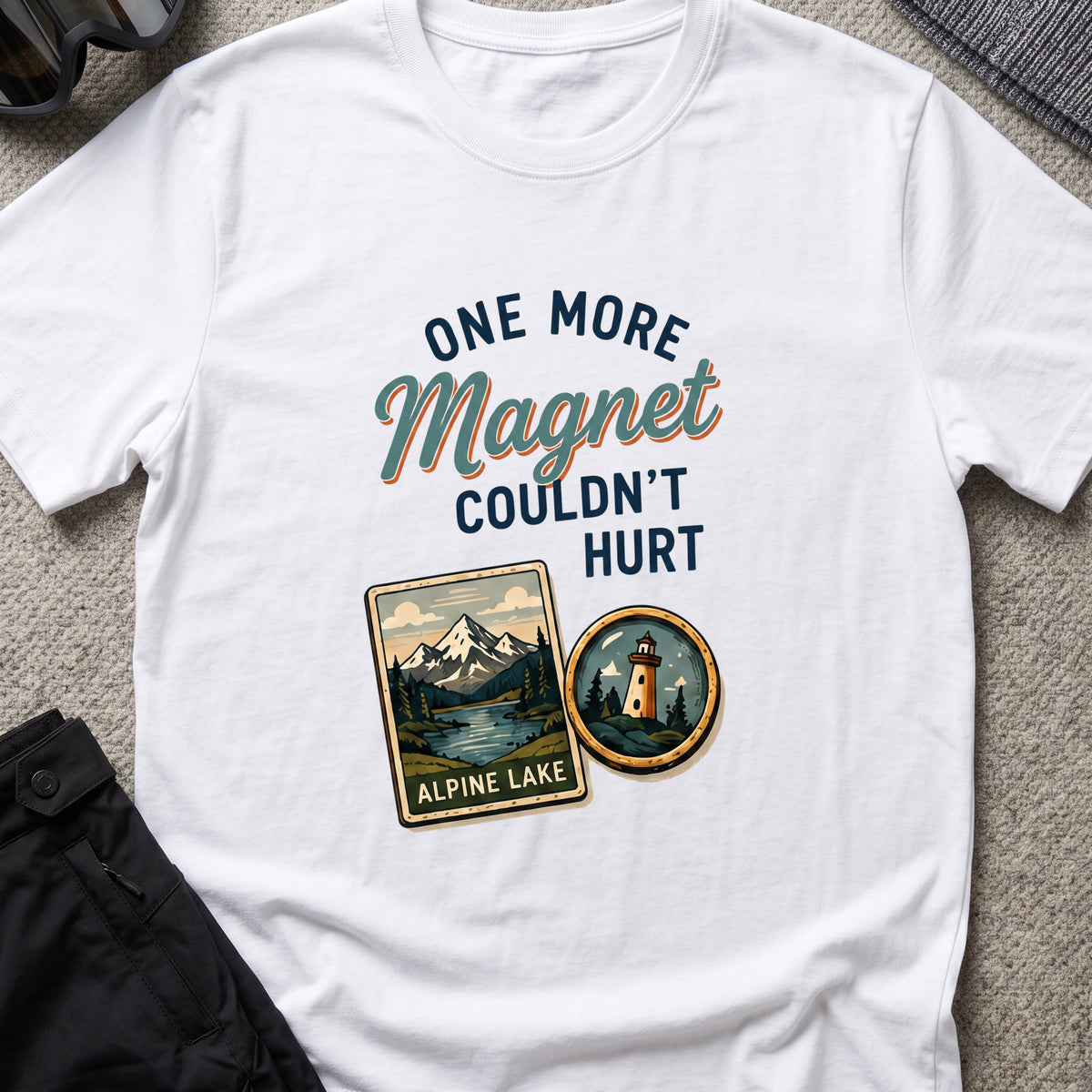 One more Magnet T-Shirt in White, front view.