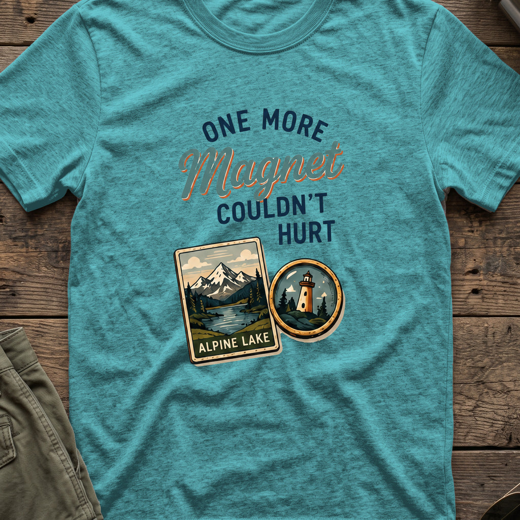 One more Magnet T-Shirt in Heather Galapagos Blue, front view.
