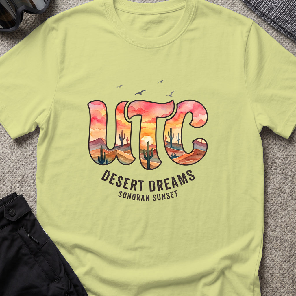 Desert Dreams T-Shirt in Pistachio, front view.