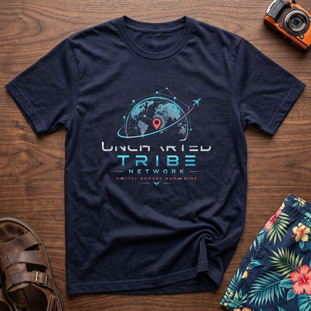 Digital Nomad T-Shirt in Navy, front view.