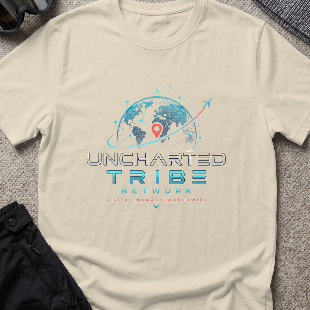 Digital Nomad T-Shirt in Sand, front view.