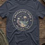 The Mark — Island Badge T-Shirt in Heather Navy, front view.