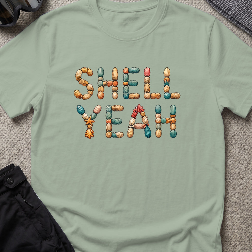 Shell Yeah T-Shirt in Sage, front view.