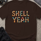 Shell Yeah T-Shirt in Dark Chocolate, front view.