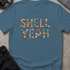 Shell Yeah T-Shirt in Indigo Blue, front view.