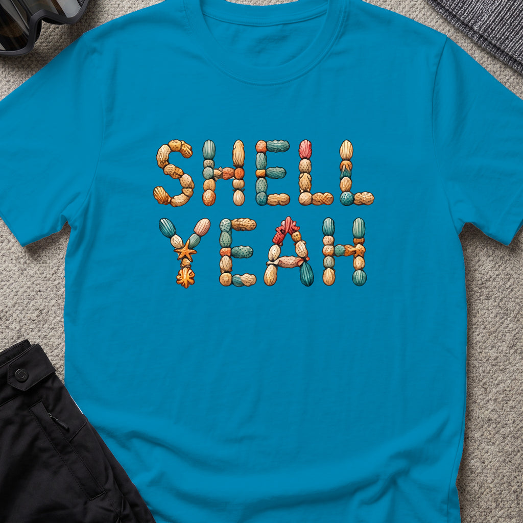 Shell Yeah T-Shirt in Antique Sapphire, front view.