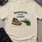 Wandering is my Cardio T-Shirt in Sand, front view.