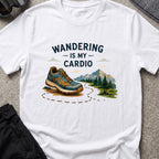 Wandering is my Cardio T-Shirt in White, front view.