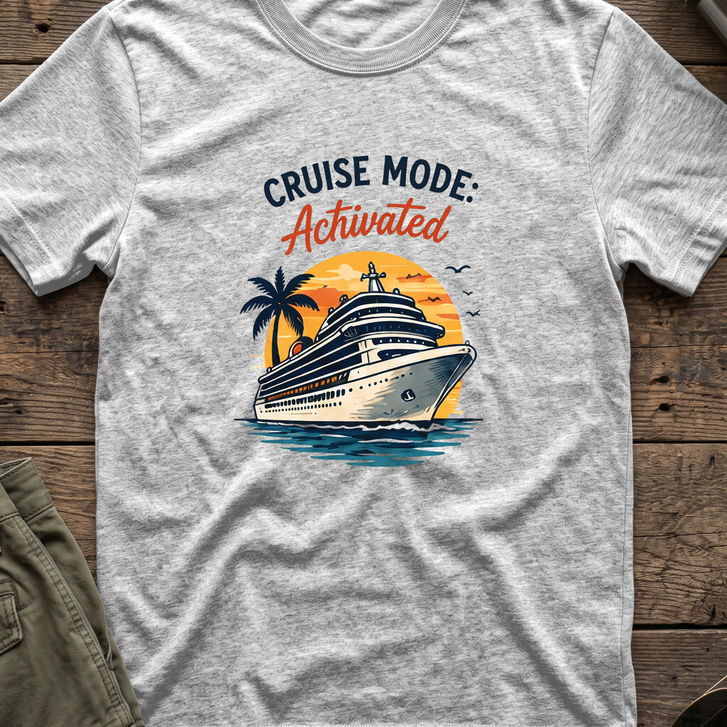 Cruise Mode Activated T-Shirt in Sport Grey, front view.