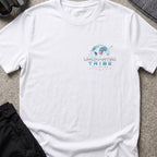 Uncharted Tribe Network — Cyber Tee in White, front view.