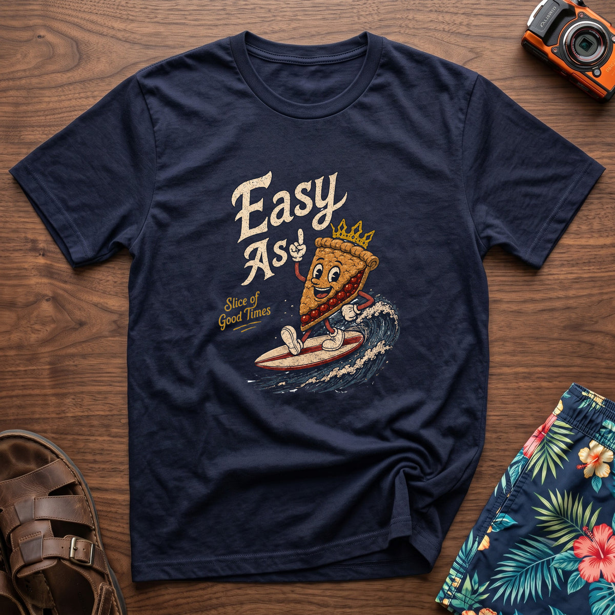 Slice of the Good Life T-Shirt in Navy, front view.