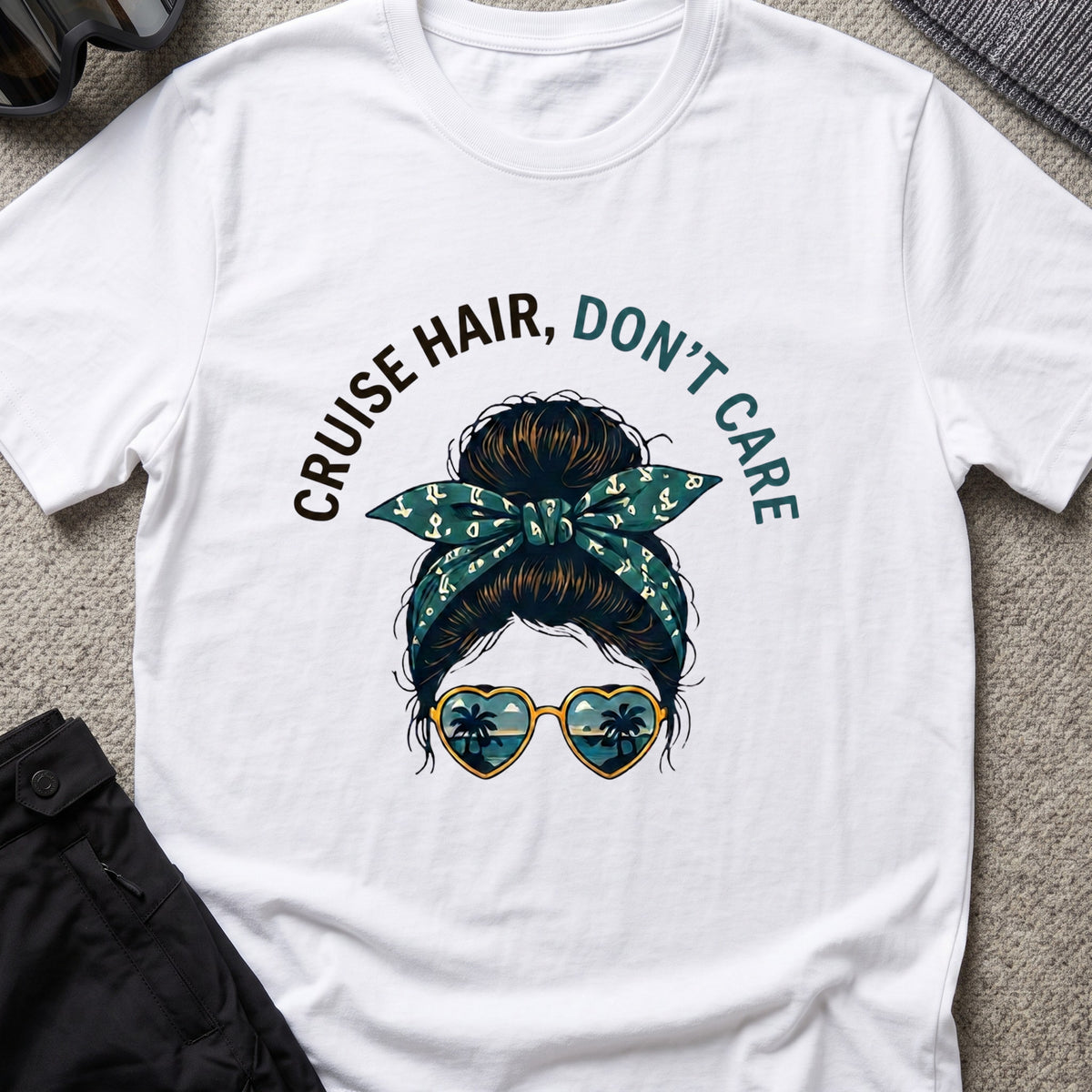 Cruise Hair Don't Care T-Shirt in White, front view.