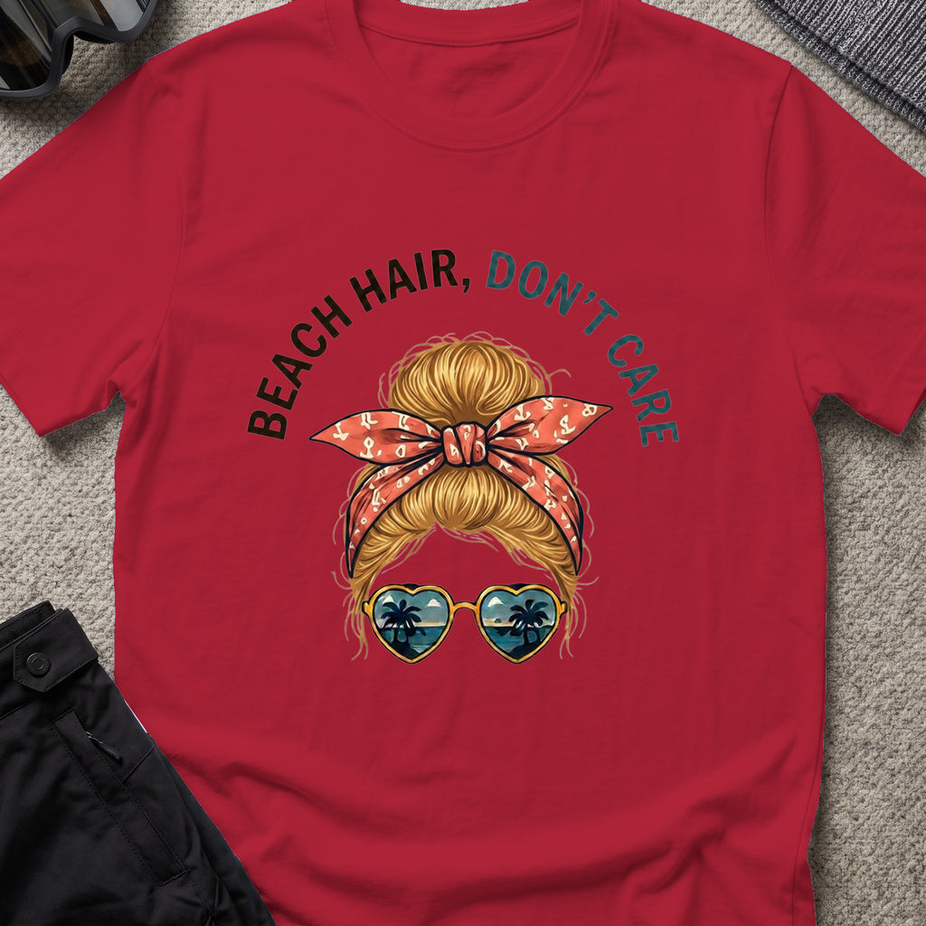 Cruise Hair Don't Care T-Shirt in Antique Cherry Red, front view.