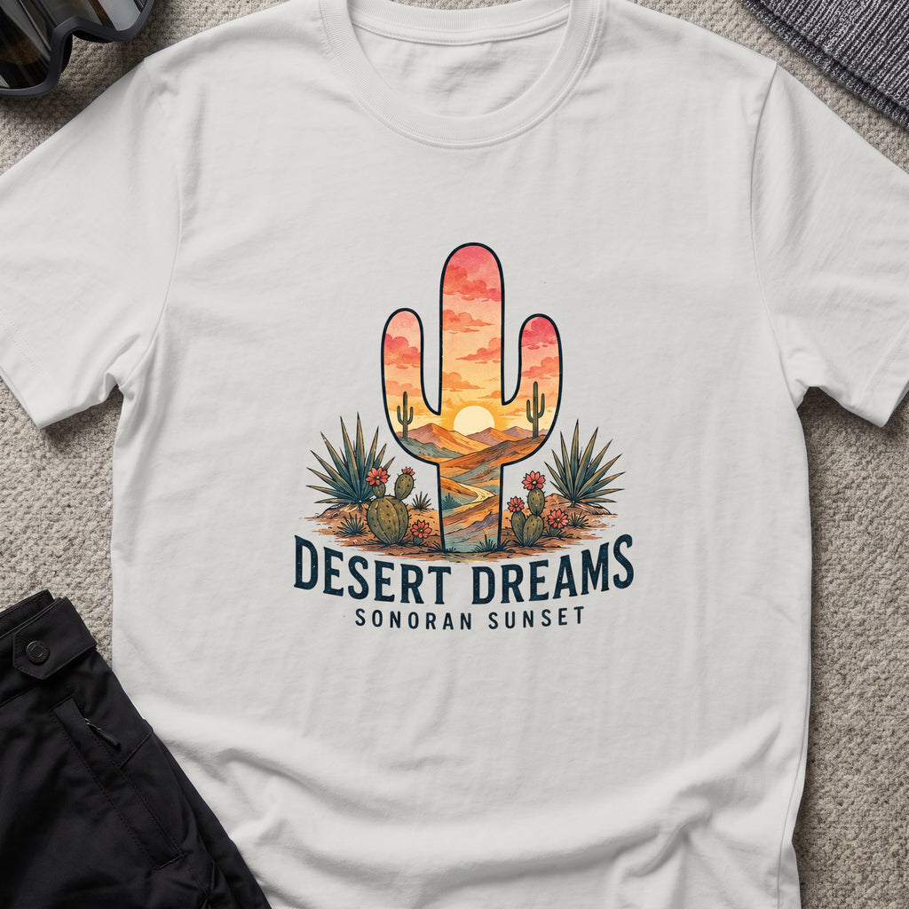 Desert Dreams T-Shirt — Sonoran Sunset in Ice Grey, front view.