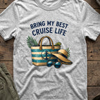 Bringing my Best Cruise Life T-Shirt in Sport Grey, front view.