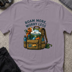 Roam More Worry Less T-Shirt in Paragon, front view.
