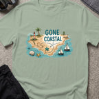 Gone Coastal T-Shirt in Sage, front view.