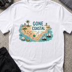 Gone Coastal T-Shirt in White, front view.