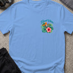 Island Vibes 2 T-Shirt in Carolina Blue, front view.