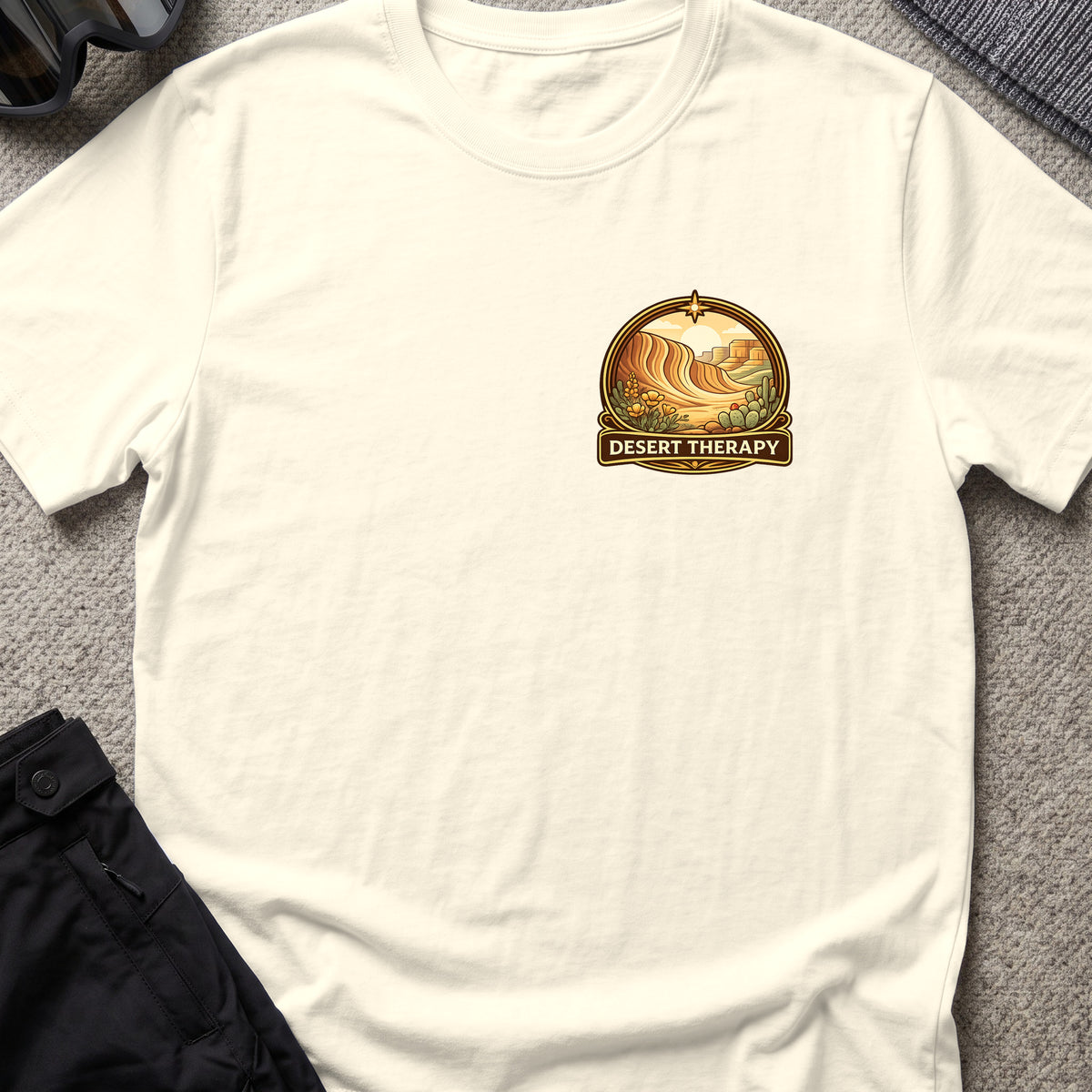 Desert Therapy T-Shirt — Desert Arch in Natural, front view.