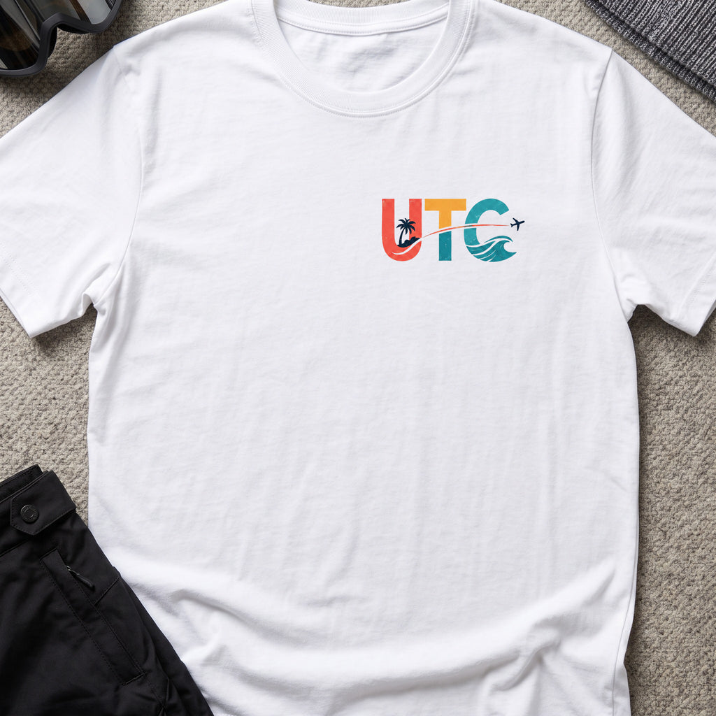 Surfs Up T-Shirt in White, front view.