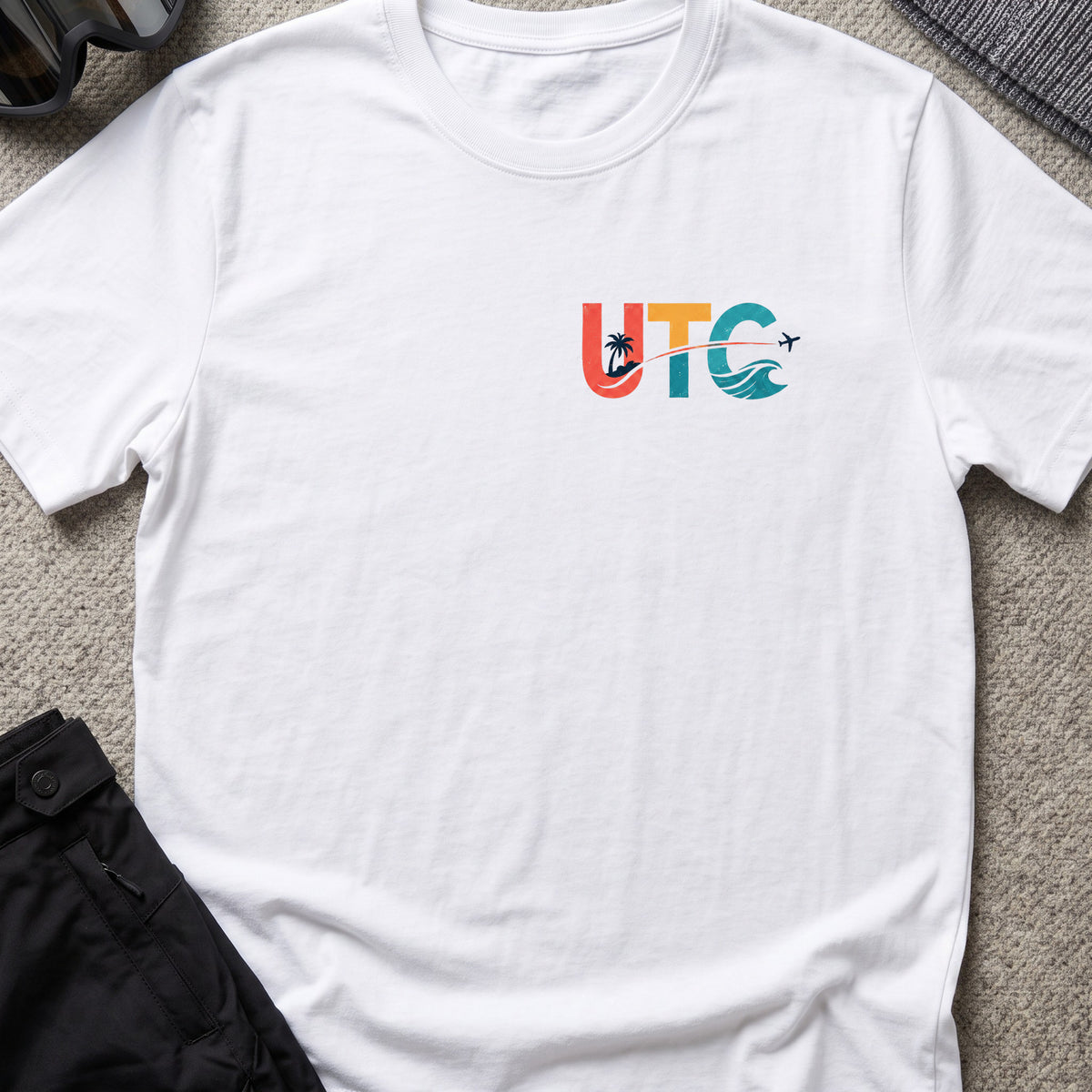 Surfs Up T-Shirt in White, front view.