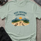 Keep Moving Forward T-Shirt in Sage, front view.