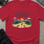 Keep Moving Forward T-Shirt in Antique Cherry Red, front view.