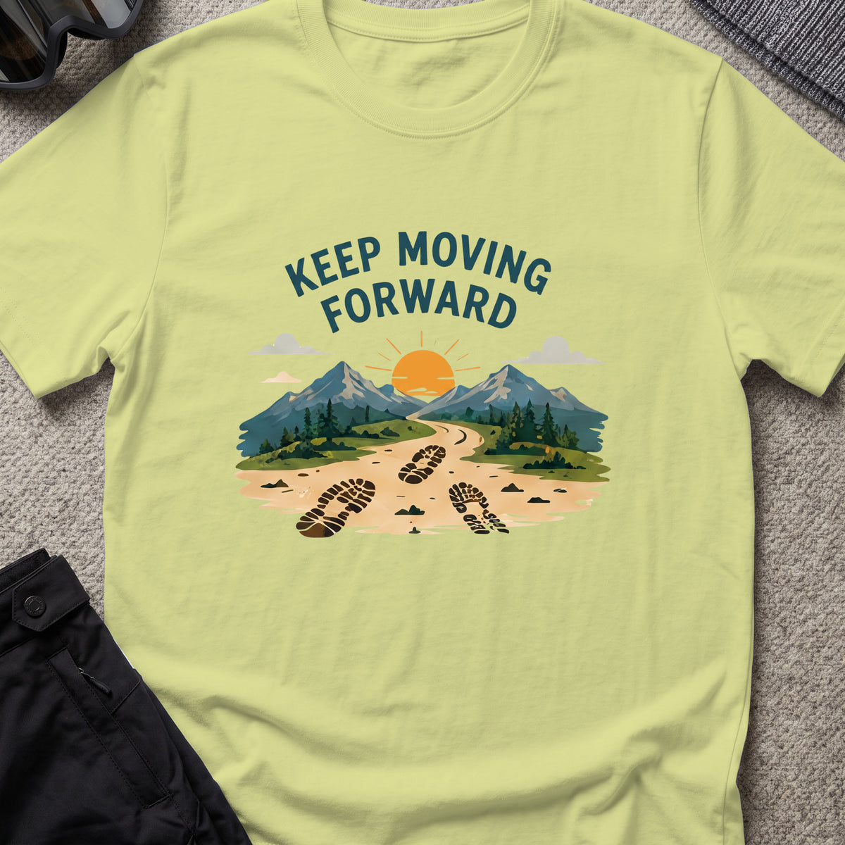Keep Moving Forward T-Shirt in Pistachio, front view.
