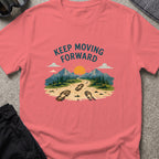 Keep Moving Forward T-Shirt in Coral Silk, front view.