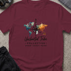 Uncharted World T-Shirt in Maroon, front view.
