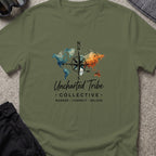 Uncharted World T-Shirt in Military Green, front view.