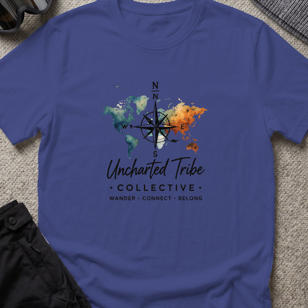 Uncharted World T-Shirt in Metro Blue, front view.