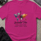 Uncharted World T-Shirt in Antique Heliconia, front view.
