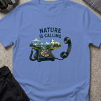 Nature is Calling T-Shirt in Iris, front view.