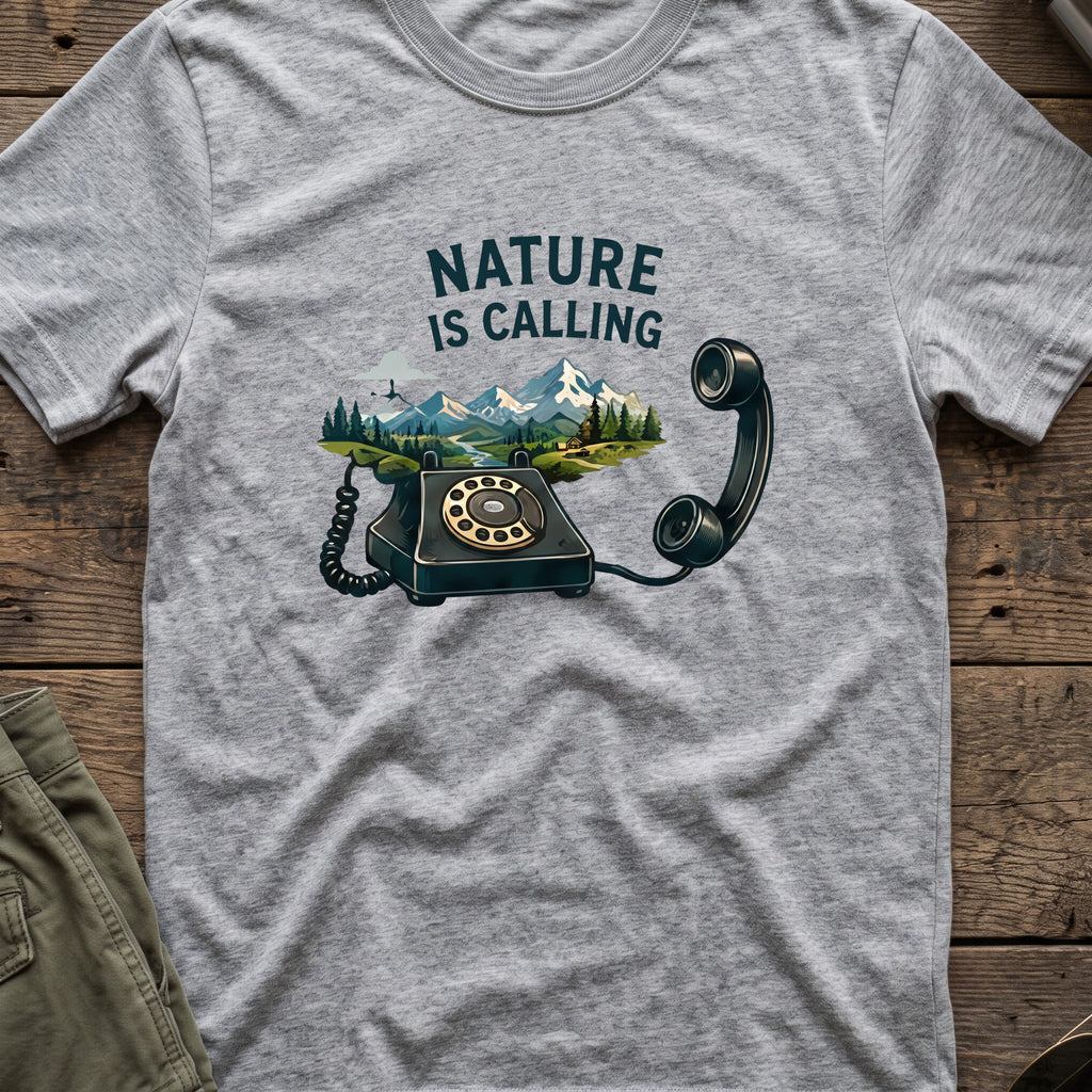Nature is Calling T-Shirt in Sport Grey, front view.