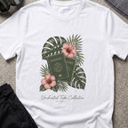 Floral Passport T-Shirt in White, front view.
