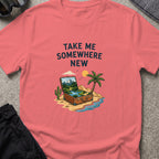 Take Me Somewhere T-Shirt in Coral Silk, front view.