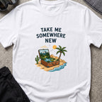 Take Me Somewhere T-Shirt in White, front view.