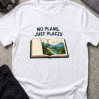 No Plans Just Places T-Shirt in White, front view.