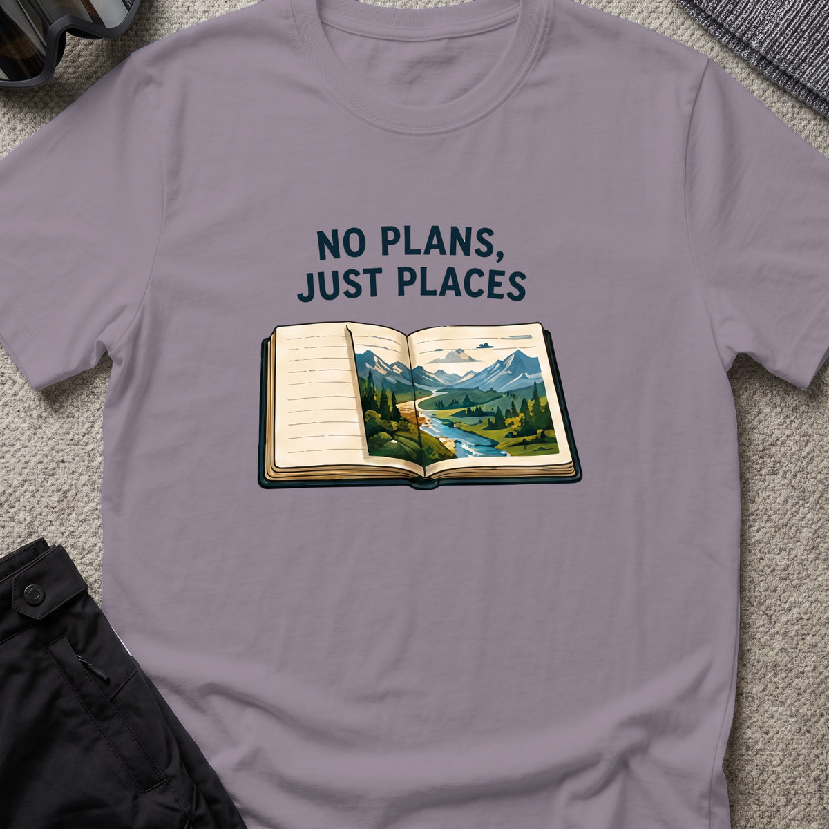 No Plans Just Places T-Shirt in Paragon, front view.
