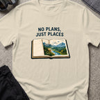 No Plans Just Places T-Shirt in Sand, front view.