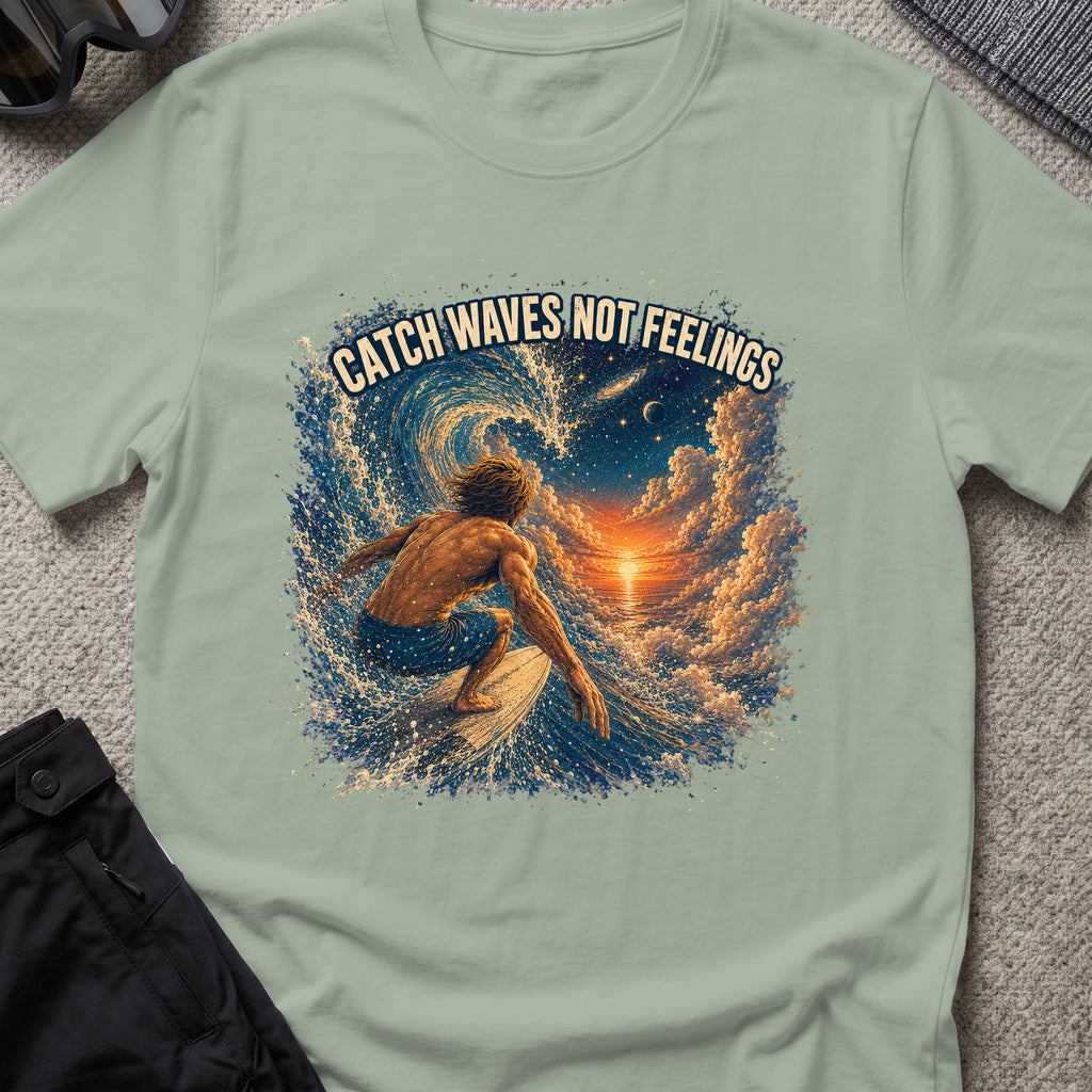 Catch Waves, Not Feelings... in Sage, front view.