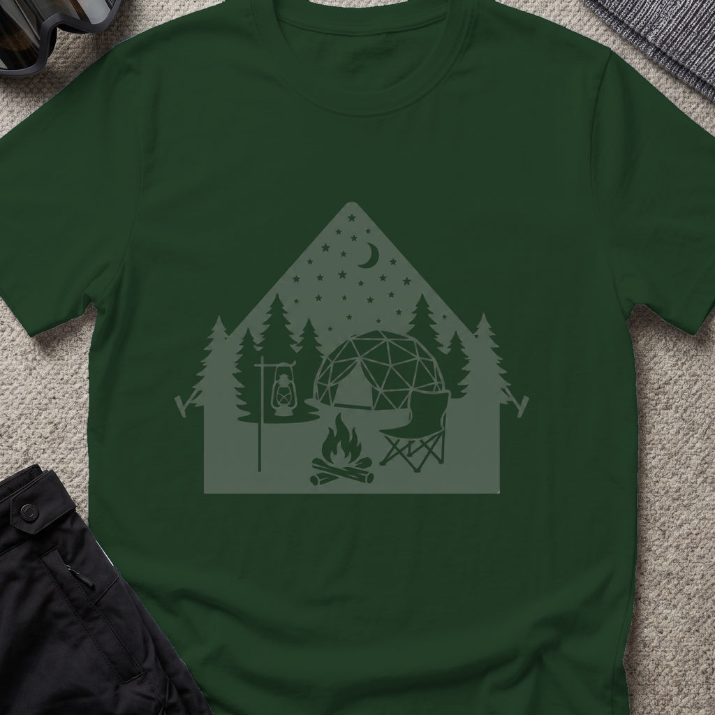 Night Under the Stars Travel T-Shirt in Forest Green, front view.