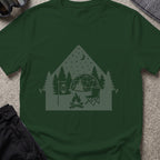 Night Under the Stars Travel T-Shirt in Forest Green, front view.