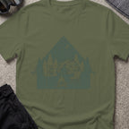 Night Under the Stars Travel T-Shirt in Military Green, front view.