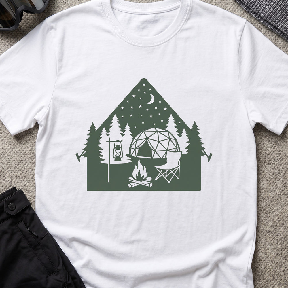 Night Under the Stars Travel T-Shirt in White, front view.