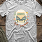 Floral Camper Van T-Shirt in Sport Grey, front view.
